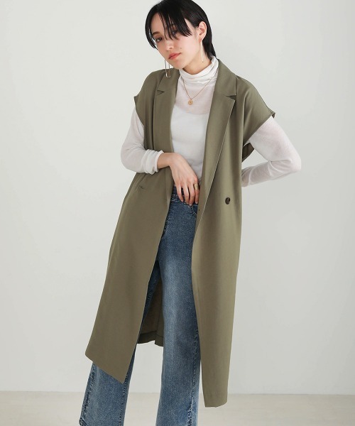 Bou Jeloud(ブージュルード)の「ドライタッチ◆ジレカーディガン(ベスト・レディース・ベージュ/カーキ・38)」の2枚目の写真