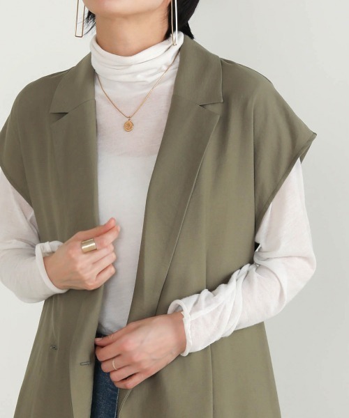 Bou Jeloud(ブージュルード)の「ドライタッチ◆ジレカーディガン(ベスト・レディース・ベージュ/カーキ・38)」の3枚目の写真