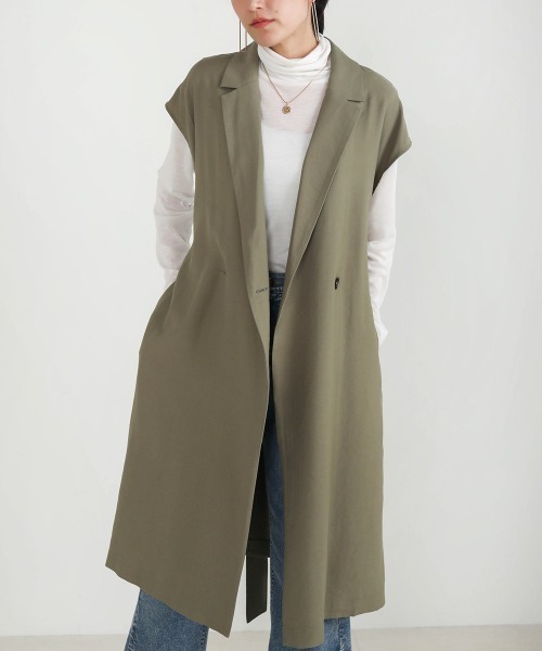 Bou Jeloud(ブージュルード)の「ドライタッチ◆ジレカーディガン(ベスト・レディース・ベージュ/カーキ・38)」の9枚目の写真