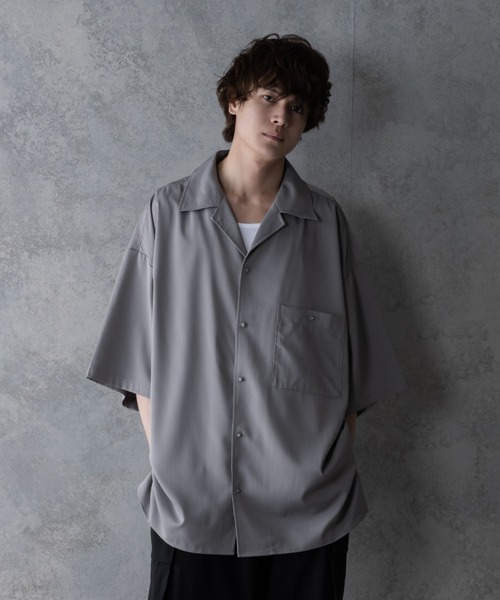 KUUUPY（クーピー）の「Button Stud Open Collar Shirt - ギボシオープンカラーシャツ（シャツ/ブラウス・メンズ・ブラック/グレー・SMALL/MEDIUM/LARGE）」の9枚目の写真