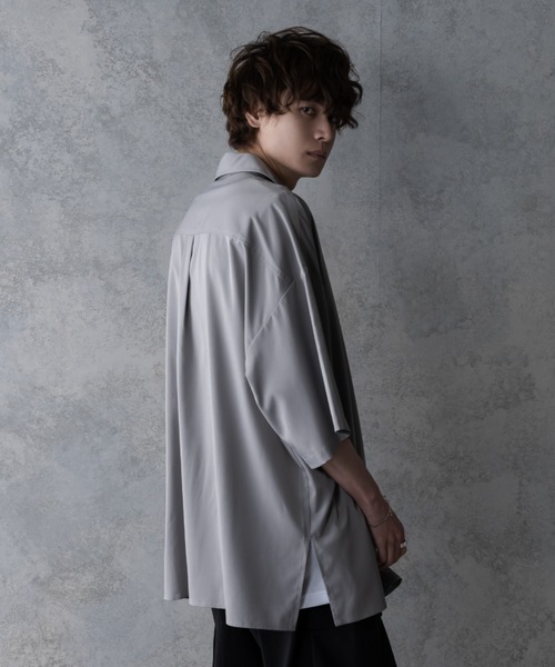 KUUUPY（クーピー）の「Button Stud Open Collar Shirt - ギボシオープンカラーシャツ（シャツ/ブラウス・メンズ・ブラック/グレー・SMALL/MEDIUM/LARGE）」の14枚目の写真