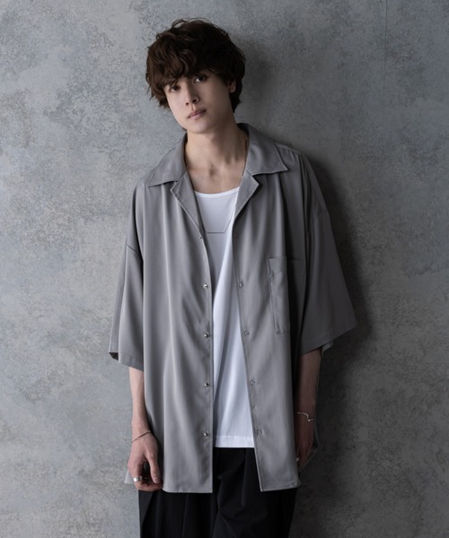 KUUUPY（クーピー）の「Button Stud Open Collar Shirt - ギボシオープンカラーシャツ（シャツ/ブラウス・メンズ・ブラック/グレー・SMALL/MEDIUM/LARGE）」の20枚目の写真