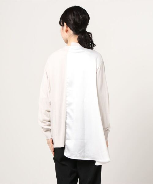 AS KNOW AS de base（アズノゥアズドゥバズ）の「異素材ドッキングカーディガン（カーディガン/ボレロ・レディース・ネイビー/グレー/オレンジ・FREE）」の7枚目の写真