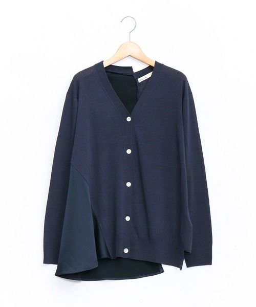 AS KNOW AS de base（アズノゥアズドゥバズ）の「異素材ドッキングカーディガン（カーディガン/ボレロ・レディース・ネイビー/グレー/オレンジ・FREE）」の3枚目の写真