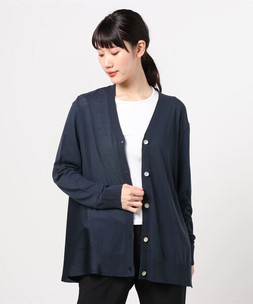 AS KNOW AS de base（アズノゥアズドゥバズ）の「異素材ドッキングカーディガン（カーディガン/ボレロ・レディース・ネイビー/グレー/オレンジ・FREE）」の6枚目の写真
