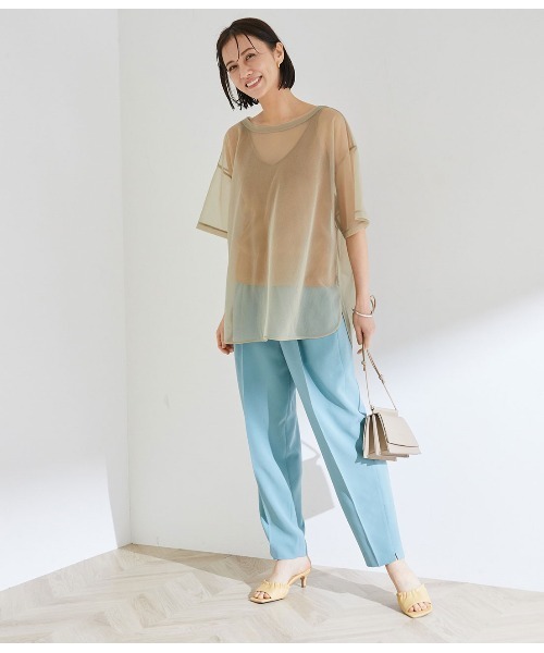 ROPE'（ロペ）の「【洗える】シアーTEE（Tシャツ/カットソー・レディース・ベージュ/ダークブラウン・38）」の7枚目の写真