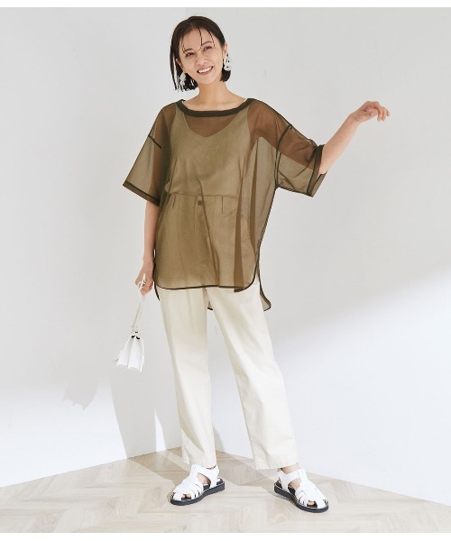 ROPE'（ロペ）の「【洗える】シアーTEE（Tシャツ/カットソー・レディース・ベージュ/ダークブラウン・38）」の5枚目の写真