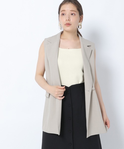 mysty woman（ミスティウーマン）の「スクエアネックニットタンク 956438（タンクトップ・レディース・ブラック/ベージュ/オレンジ/アイボリー・FREE）」の8枚目の写真