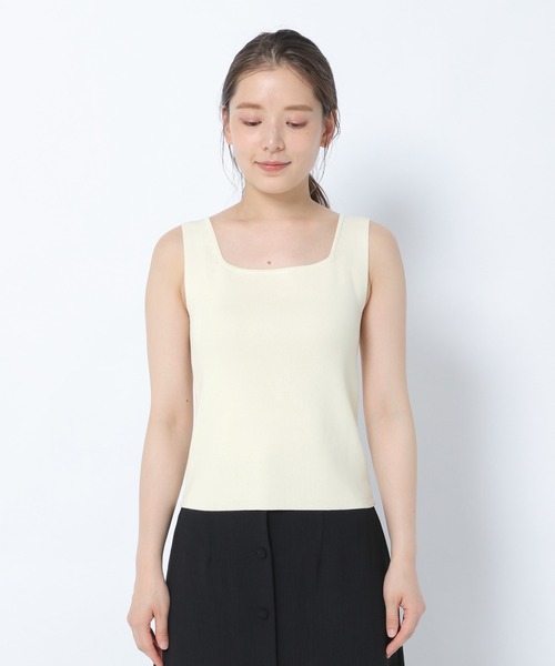 mysty woman（ミスティウーマン）の「スクエアネックニットタンク 956438（タンクトップ・レディース・ブラック/ベージュ/オレンジ/アイボリー・FREE）」の11枚目の写真
