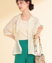 Ray BEAMS | Ray BEAMS / カットワーク 刺繍 オープン カラーシャツ(シャツ/ブラウス)