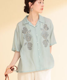 Ray BEAMS | Ray BEAMS / カットワーク 刺繍 オープン カラーシャツ(シャツ/ブラウス)