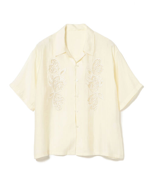 Ray BEAMS（レイビームス）の「Ray BEAMS / カットワーク 刺繍 オープン カラーシャツ（シャツ/ブラウス・レディース・オフホワイト/ミント・ONE SIZE）」の7枚目の写真