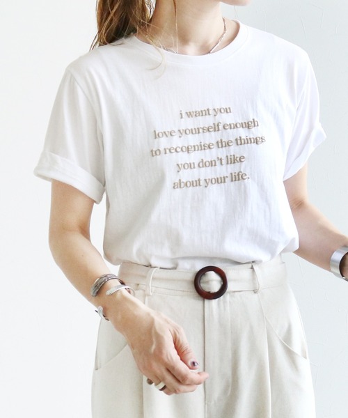 reca(レカ)の「発砲プリントロゴTシャツ(Tシャツ/カットソー・レディース・グレー/ピンク/ホワイト/モカ・FREE)」の1枚目の写真