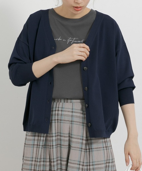 URBAN RESEARCH Sonny Label(アーバンリサーチサニーレーベル)の「(接触冷感)ショートカーディガン(カーディガン/ボレロ・レディース・イエロー系その他/ネイビー/ライトグレー・FREE)」の3枚目の写真