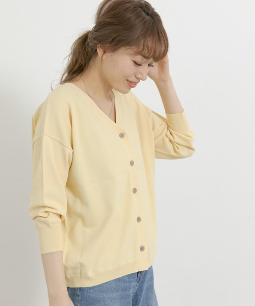URBAN RESEARCH Sonny Label(アーバンリサーチサニーレーベル)の「(接触冷感)ショートカーディガン(カーディガン/ボレロ・レディース・イエロー系その他/ネイビー/ライトグレー・FREE)」の1枚目の写真