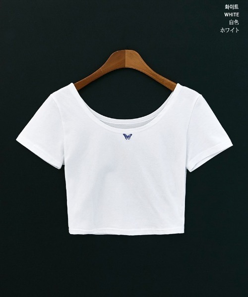 chuu(チュー)の「CHUU バタフライちびTシャツ(Tシャツ/カットソー・レディース・ホワイト/ブラック・FREE)」の18枚目の写真