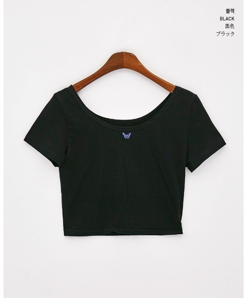 chuu(チュー)の「CHUU バタフライちびTシャツ(Tシャツ/カットソー・レディース・ホワイト/ブラック・FREE)」の19枚目の写真