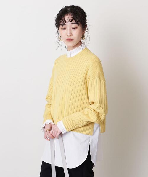 UNITED ARROWS（ユナイテッドアローズ）の「UWSC W リブ ショート ニット †（ニット/セーター・レディース・イエロー/ダークグレー/ナチュラル・FREE）」の15枚目の写真