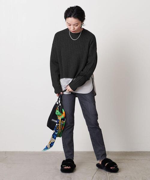 UNITED ARROWS（ユナイテッドアローズ）の「UWSC W リブ ショート ニット †（ニット/セーター・レディース・イエロー/ダークグレー/ナチュラル・FREE）」の20枚目の写真