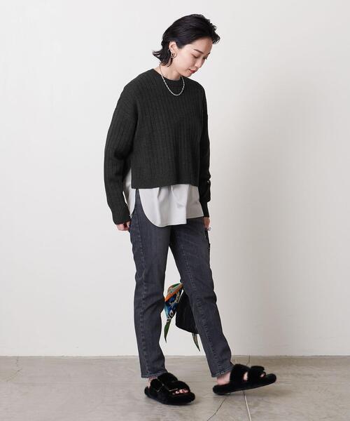 UNITED ARROWS（ユナイテッドアローズ）の「UWSC W リブ ショート ニット †（ニット/セーター・レディース・イエロー/ダークグレー/ナチュラル・FREE）」の21枚目の写真