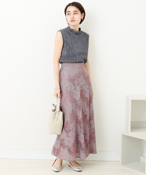 libelle more（リベル モア）の「花柄レース刺繍　3枚ハギスカート（スカート・レディース・ベージュ/ラベンダー/ブラック・M）」の7枚目の写真