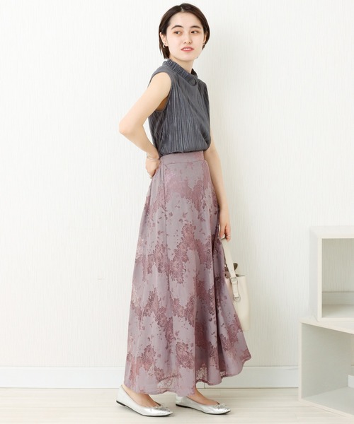 libelle more（リベル モア）の「花柄レース刺繍　3枚ハギスカート（スカート・レディース・ベージュ/ラベンダー/ブラック・M）」の8枚目の写真