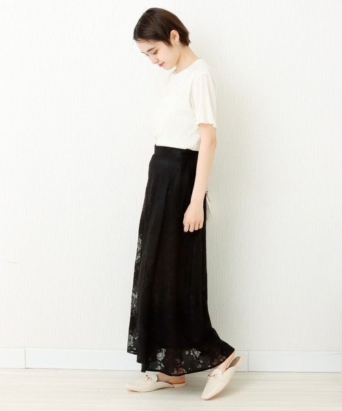 libelle more（リベル モア）の「花柄レース刺繍　3枚ハギスカート（スカート・レディース・ベージュ/ラベンダー/ブラック・M）」の11枚目の写真