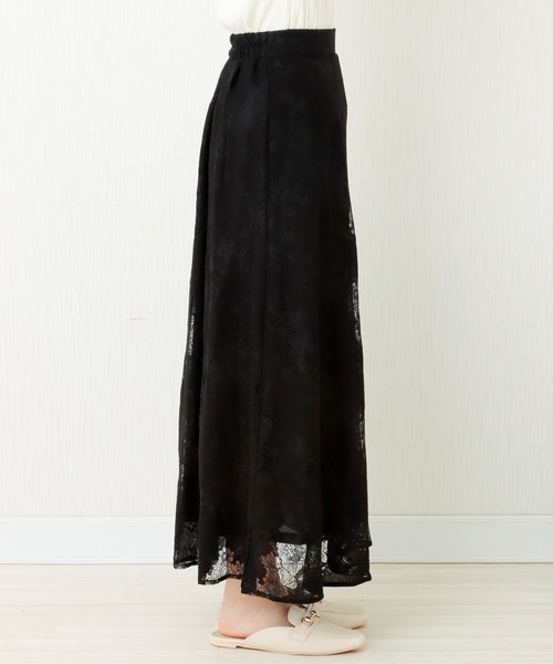 libelle more（リベル モア）の「花柄レース刺繍　3枚ハギスカート（スカート・レディース・ベージュ/ラベンダー/ブラック・M）」の15枚目の写真