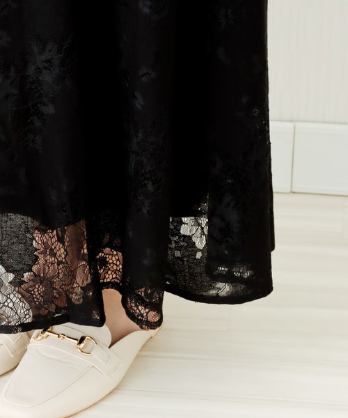 libelle more（リベル モア）の「花柄レース刺繍　3枚ハギスカート（スカート・レディース・ベージュ/ラベンダー/ブラック・M）」の18枚目の写真