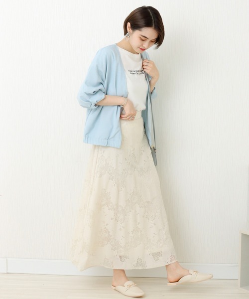 libelle more（リベル モア）の「花柄レース刺繍　3枚ハギスカート（スカート・レディース・ベージュ/ラベンダー/ブラック・M）」の4枚目の写真