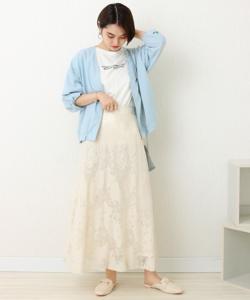 libelle more（リベル モア）の「花柄レース刺繍　3枚ハギスカート（スカート・レディース・ベージュ/ラベンダー/ブラック・M）」の6枚目の写真