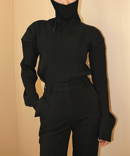 chuclla(チュクラ)の「【chuclla】【2021/AW】contraction high neck bottomed pleated tops chw21a001(Tシャツ/カットソー・レディース・ブラック・L/S)」の3枚目の写真