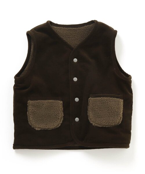 apres les cours（アプレレクール）の「リバーシブルボアベスト（ベスト・キッズ・ブラウン/ベージュ・110/90/130）」の15枚目の写真