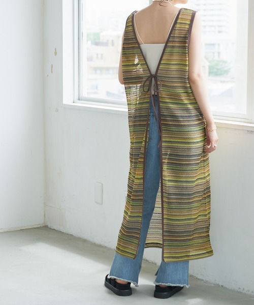 DISCOAT（ディスコート）の「【前後2WAY】JQDノースリーブワンピース（ワンピース・レディース・ブラウン/ライム・FREE）」の2枚目の写真