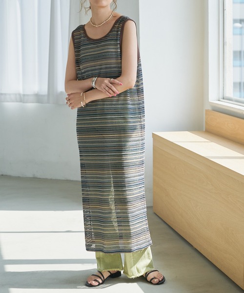 DISCOAT（ディスコート）の「【前後2WAY】JQDノースリーブワンピース（ワンピース・レディース・ブラウン/ライム・FREE）」の5枚目の写真