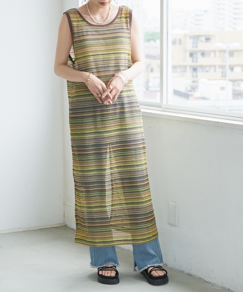 DISCOAT（ディスコート）の「【前後2WAY】JQDノースリーブワンピース（ワンピース・レディース・ブラウン/ライム・FREE）」の22枚目の写真