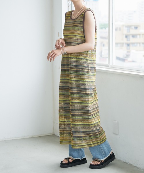 DISCOAT（ディスコート）の「【前後2WAY】JQDノースリーブワンピース（ワンピース・レディース・ブラウン/ライム・FREE）」の11枚目の写真