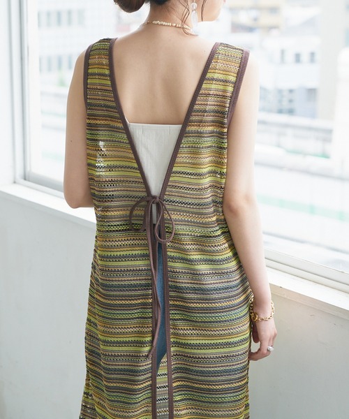 DISCOAT（ディスコート）の「【前後2WAY】JQDノースリーブワンピース（ワンピース・レディース・ブラウン/ライム・FREE）」の14枚目の写真