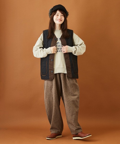 CUBE SUGAR（キューブシュガー）の「ナイロンワッシャー 中綿キルト ミリタリーベスト（ダウンベスト・レディース・ブラック/ベージュ/カーキ/マルチ・M）」の5枚目の写真