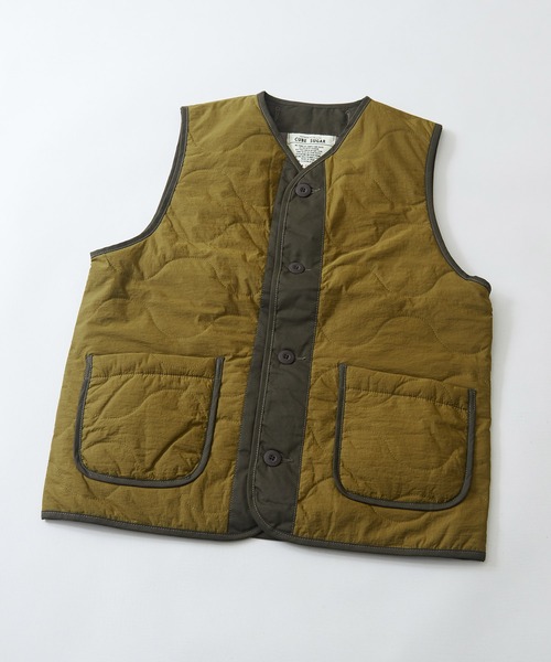 CUBE SUGAR（キューブシュガー）の「ナイロンワッシャー 中綿キルト ミリタリーベスト（ダウンベスト・レディース・ブラック/ベージュ/カーキ/マルチ・M）」の18枚目の写真