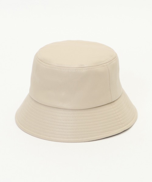 ikka（イッカ）の「フェイクレザーバケットハット（ハット・レディース・ブラック/ベージュ/オフホワイト・FREE）」の2枚目の写真