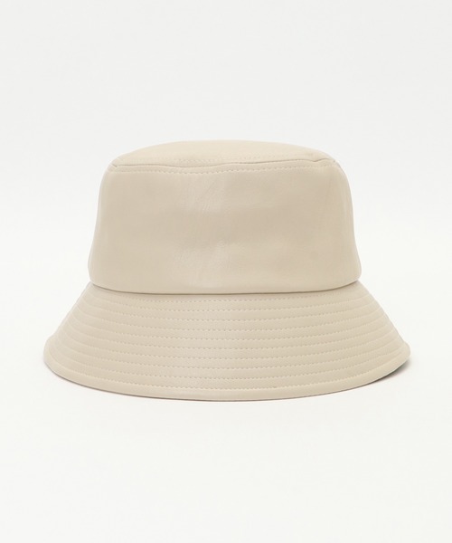 ikka（イッカ）の「フェイクレザーバケットハット（ハット・レディース・ブラック/ベージュ/オフホワイト・FREE）」の4枚目の写真