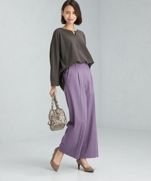 green label relaxing（グリーンレーベルリラクシング）の「カットジョーゼット ネック パーツ プルオーバー カットソー（Tシャツ/カットソー・レディース・オレンジ/ダークグレー/ナチュラル・FREE）」の5枚目の写真