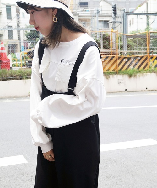 179/WG(イチナナキュウダブルジー)の「ダブルポケットロングTシャツ(Tシャツ/カットソー・レディース・グレー/オフホワイト/チャコールグレー・FREE)」の12枚目の写真