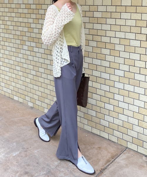 ABITOKYO（アビトーキョー）の「センタースリットセミフレアパンツ（スラックス・レディース・ブラック/グレー/ブラウン/モカ/ダークグリーン/ライトグリーン/ブルー/パープル/スモークピンク・S/M/L）」の10枚目の写真