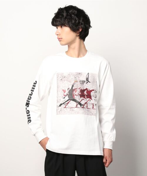 Kare/ME（カーミー）の「Kare/ME /カーミー/バスケットロングスリーブティー（Tシャツ/カットソー・メンズ・ホワイト/ブラック/パープル・MEDIUM/LARGE/SMALL）」の2枚目の写真