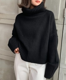 moment+ | 【2021A/W New Arrival】5G タートルネックショート丈ニットプルオーバー(ニット/セーター)