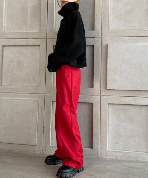 moment+(モーメントプラス)の「5G タートルネックショート丈ニットプルオーバー(ニット/セーター・レディース・ブラック/モカ/杢グレー・FREE)」の14枚目の写真