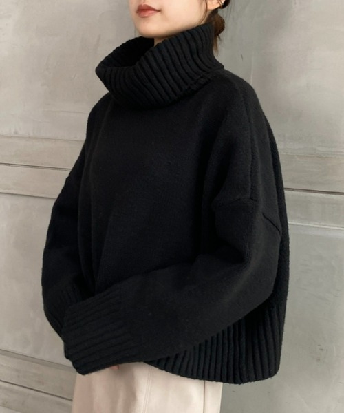 moment+(モーメントプラス)の「5G タートルネックショート丈ニットプルオーバー(ニット/セーター・レディース・ブラック/モカ/杢グレー・FREE)」の17枚目の写真