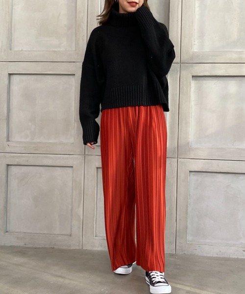 moment+(モーメントプラス)の「5G タートルネックショート丈ニットプルオーバー(ニット/セーター・レディース・ブラック/モカ/杢グレー・FREE)」の18枚目の写真